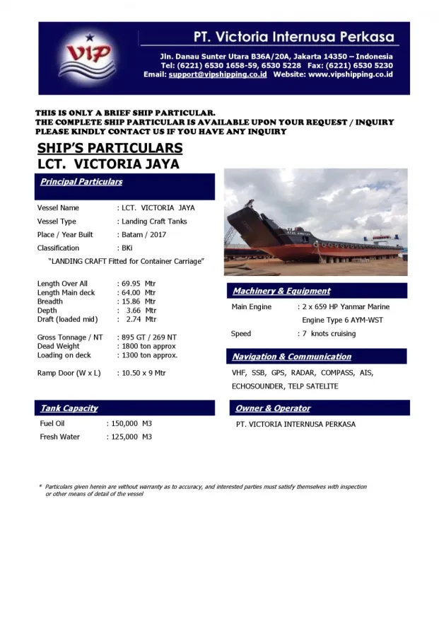 LCT VICTORIA JAYA<br>( 1800 DWT )